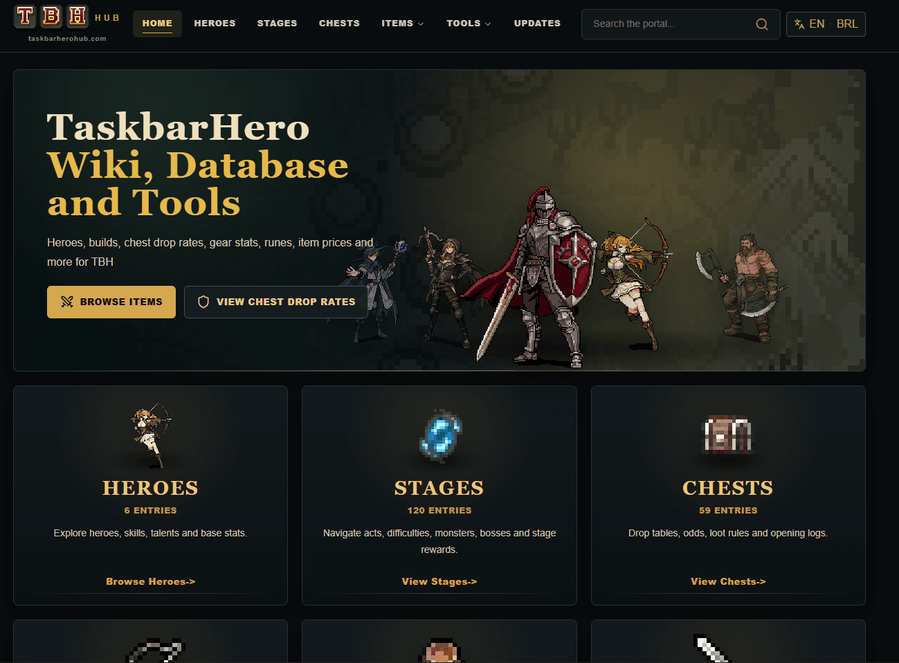 TaskbarHero Hub homepage